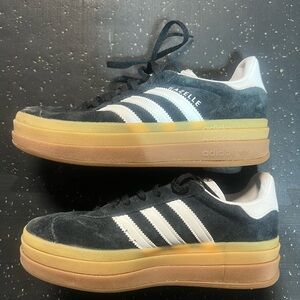 Adidas Black and White adidas gazelle Sneakers with Tan Sole